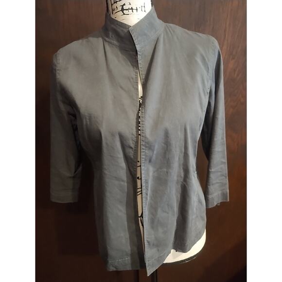 Eileen Fisher Petite Small PS Gray Linen Blend Open Blazer Minimalist Jacket - Picture 1 of 6